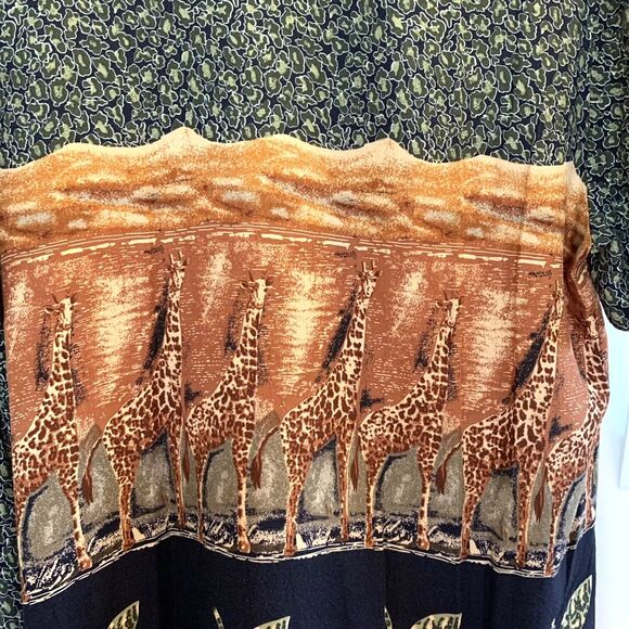 Whirlaway Frocks 2-PC Dress Womens 16 Giraffe Print Bohemian Side Slits VTG 80s - Picture 4 of 11